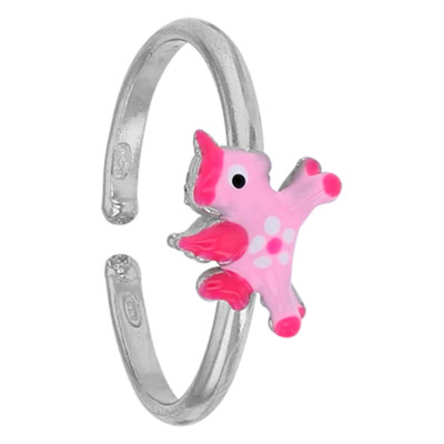 Bague Enfant Licorne rose, Argent 925 & Email, Ajustable - Bambins