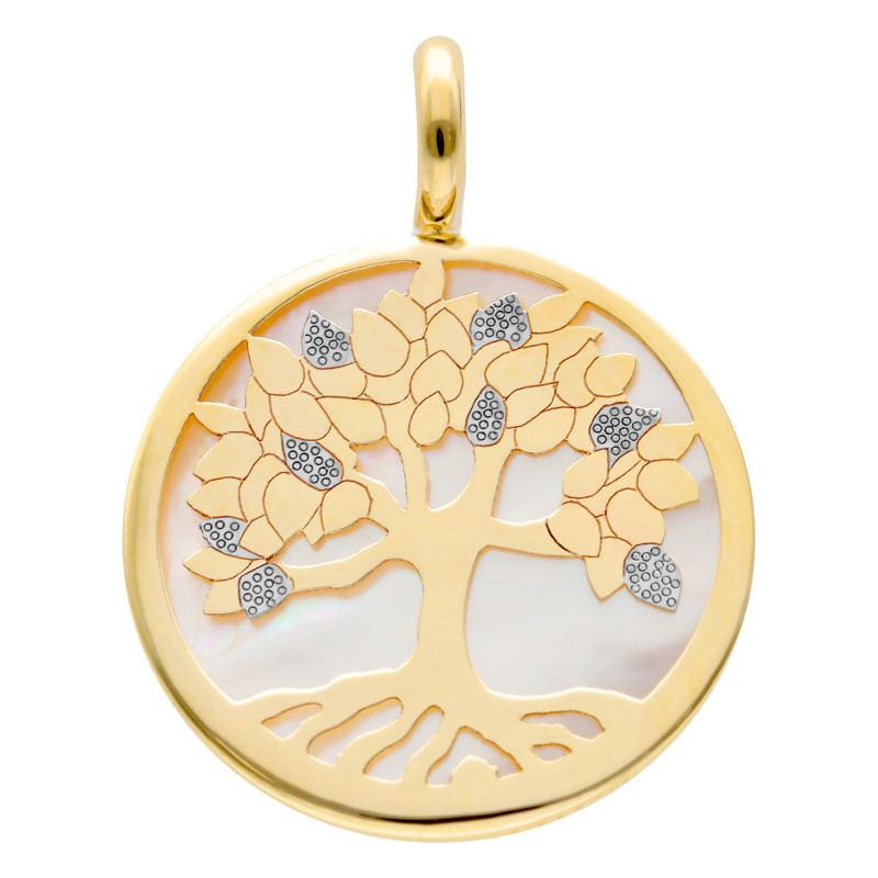Médaille Arbre de Vie, 2 Ors 375 & Nacre, 17 & 23mm - Vandona