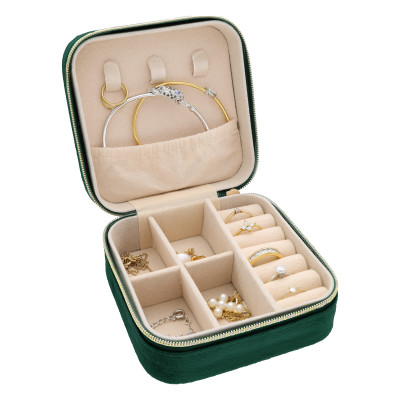 Coffret à bijoux vert, 10x10 cm - Les Essentiels
