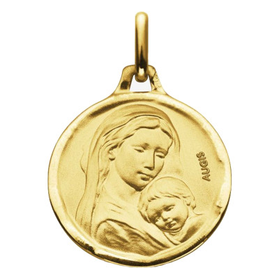 Médaille Maternité Vierge à l'Enfant, Or Jaune 375, 16 mm - Augis