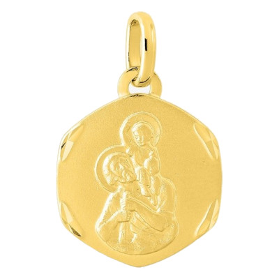 Médaille Saint Christophe Hexagonale, Or Jaune 750, 15x15mm - Vandona