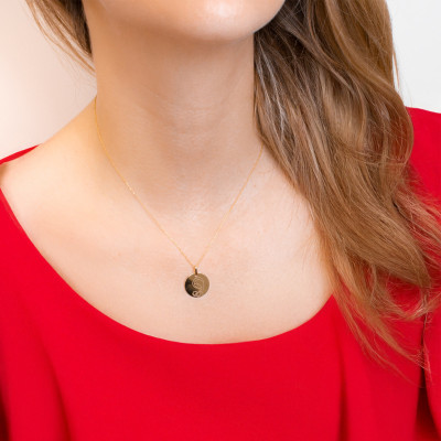 Médaille Vierge à l'enfant, Or jaune 750, 15mm - Lucas Lucor