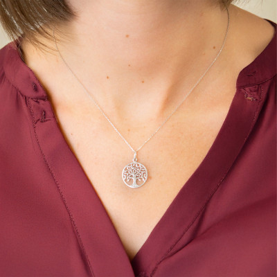 Médaille Arbre de Vie ajourée, Or blanc 750, 17 mm - Argyor