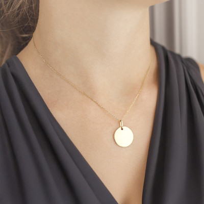 Médaille Ronde polie à graver, Or jaune 750, 18mm - Emanessence