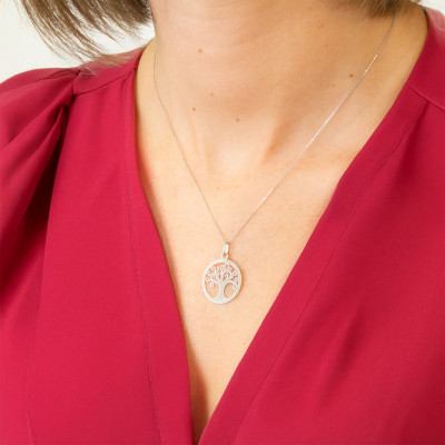 Médaille Arbre de Vie Ajouré, Or blanc 750, 20mm - Argyor