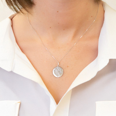 Médaille Arbre de Vie bonheur, Or blanc 750, 18mm - Argyor