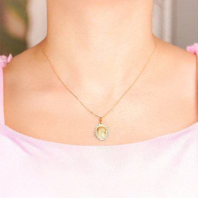 Médaille Vierge de profil droit, Or jaune 750, 16mm - Augis