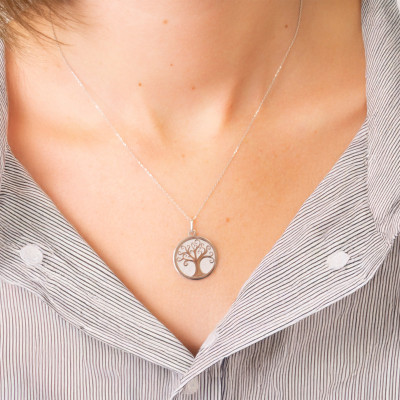 Médaille Arbre de Vie, Or blanc 750, 20mm - Argyor