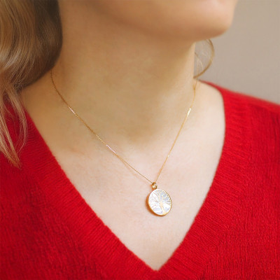 Médaille Arbre de Vie, Nacre & Or Jaune, 20mm - Vandona