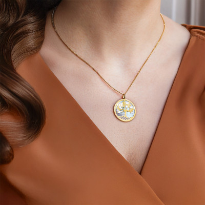Médaille Arbre de Vie, 2 Ors 750 & Nacre, 17 & 23mm - Vandona