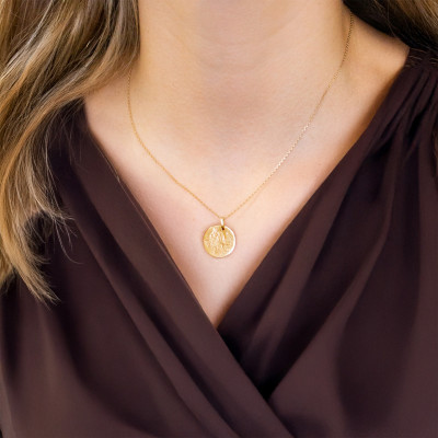 Médaille Licorne Gravée, Or jaune, 15mm - Lucas Lucor