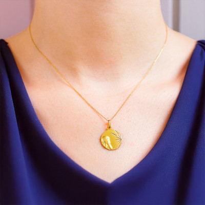 Médaille Ange Enfant Rêveur, Or jaune 750, 16mm - Augis