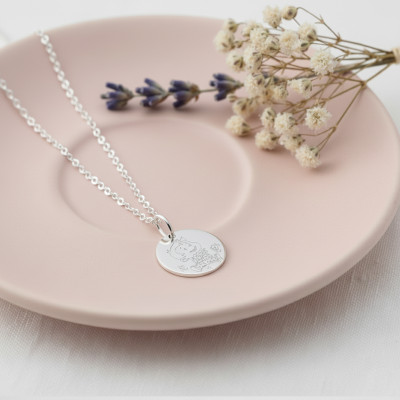 Médaille Garçon & Fleurs, Or Blanc, 16mm - La Fée Galipette