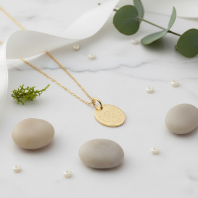 Médaille Ange Pensif, Or Jaune, 11x14mm - Lucas Lucor