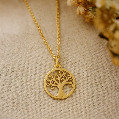 Médaille Arbre de Vie ajouré travaillé, Or jaune 750, 20mm - Argyor