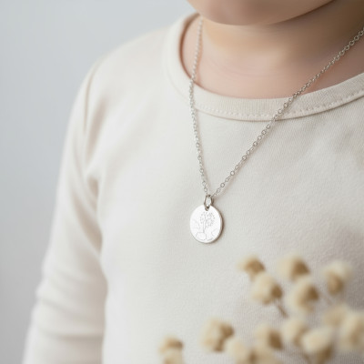 Médaille Enfant dans les Nuages, Or Blanc 750, 16mm - Augis