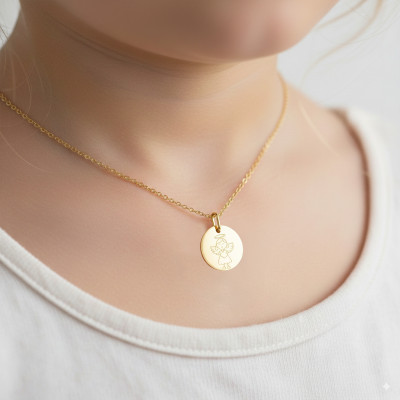 Médaille My Angel Fille, Or jaune 750, 16mm - Lucas Lucor