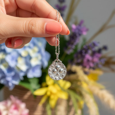 Médaille Ronde Trèfle, Argent, 15mm - Emanessence