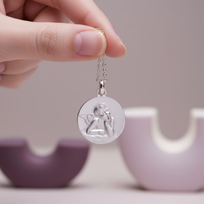 Médaille Ronde Archange Raphaël, Argent, 14mm - Emanessence