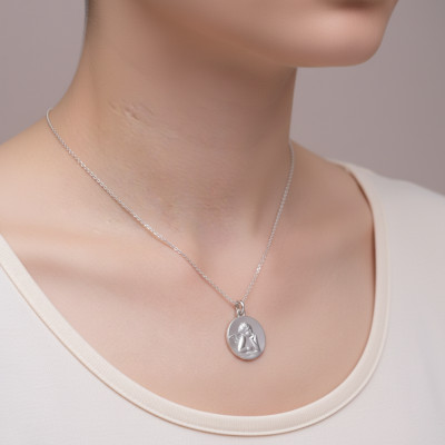 Médaille Ronde Archange Raphaël, Argent, 14mm - Emanessence