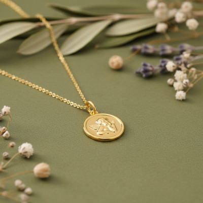 Médaille Ronde Ange Raphaël, Or jaune 750, 15mm - Argyor