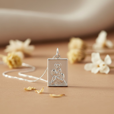 Médaille Saint Christophe de Lycie, Argent, 22x17mm - Emanessence