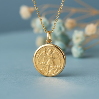 Médaille Saint Michel, Or jaune, 18mm - Lucas Lucor