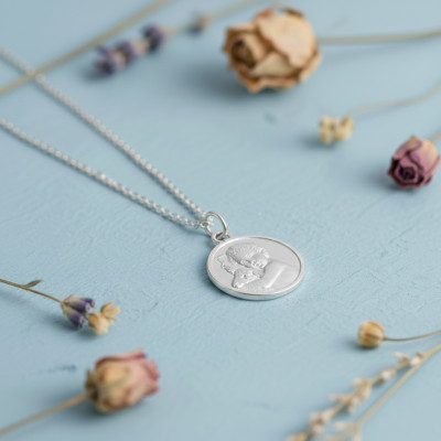Médaille Ange à l'Agneau, Argent, 15mm - Emanessence