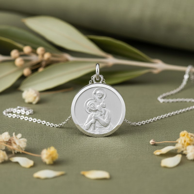 Médaille Ronde Saint Christophe, Argent, 20mm - Emanessence