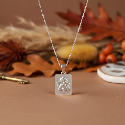 Médaille Ange Rectangulaire, Argent, 10x13mm - Emanessence