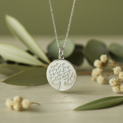 Médaille Arbre de Vie Feuilles d'Erable, Or blanc 750, 18mm - Argyor