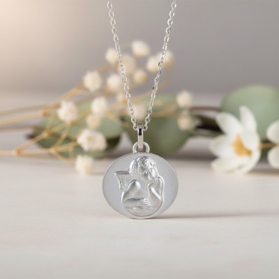 Médaille Ange Gardien, Argent, 15mm - Emanessence
