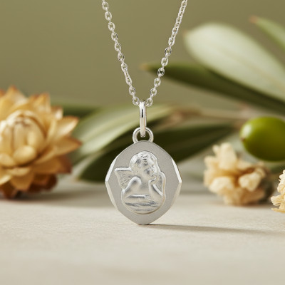 Médaille Losange Ange Raphael, Argent, 15x15mm - Emanessence