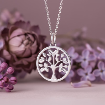 Médaille Arbre de Vie, Or blanc 750, 12mm - Emanessence