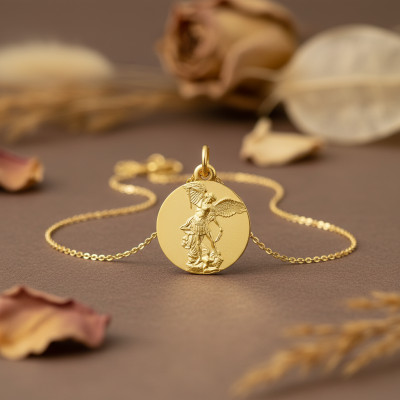 Médaille Saint Michel, Or jaune 750, 18mm - Argyor