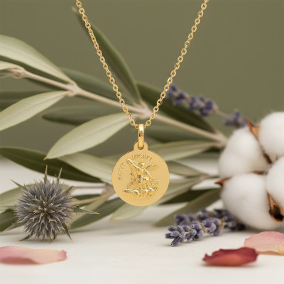 Médaille Saint Michel, Or Jaune 750, 18 mm - Lumiosa