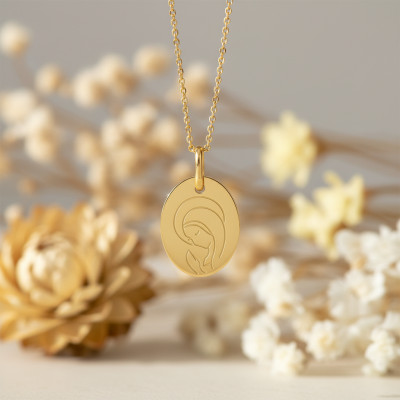 Médaille Vierge en Prière, Or Jaune 375, 13x16mm - Lucas Lucor