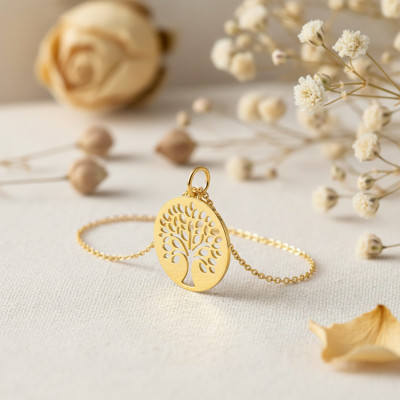 Médaille Arbre de Vie Ajourée, Or jaune 750, 15mm - Emanessence