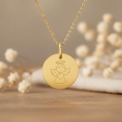 Médaille My Angel Fille, Or jaune 375, 16mm - Lucas Lucor
