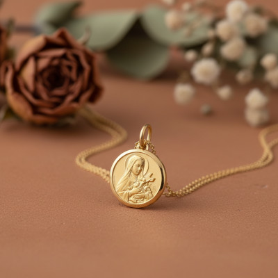 Médaille Sainte Thérèse, Or jaune, 16mm - Lucas Lucor