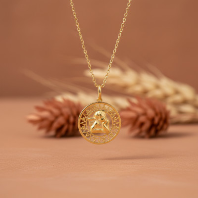 Médaille Ronde Ange, Or jaune 750, 18mm - Emanessence