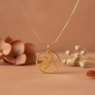 Médaille Colombe au Rameau Ajourée, Or Jaune, 15mm - Lucas Lucor