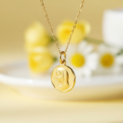 Médaille Vierge Bord Cachet, Or jaune 750, 16mm - Argyor