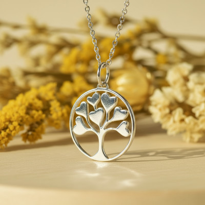 Médaille Arbre de Vie Cœurs, Argent, 15mm - Emanessence