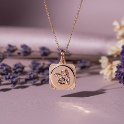 Médaille Ange Stylisé, Or Jaune 750, 15x13 mm - Lumiosa