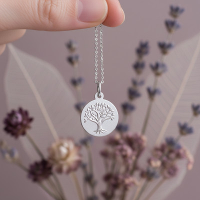 Médaille Arbre de Vie en relief, Or blanc 750, 18mm - Argyor