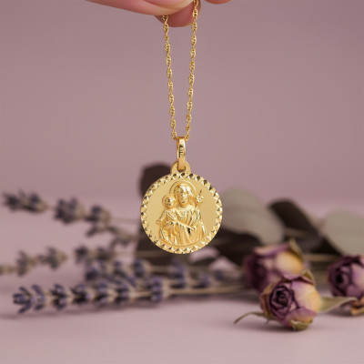 Médaille Saint Joseph, Or jaune 750, 18 mm - Lumiosa