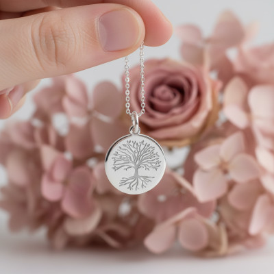 Médaille Arbre de Vie Racines, Or blanc 750, 16 & 18mm - Argyor