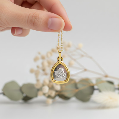 Médaille Ange, 2 Ors 750, 24x16 mm - Lumiosa