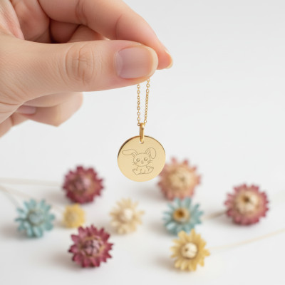 Médaille Lapin, Or jaune, 16mm - Lucas Lucor